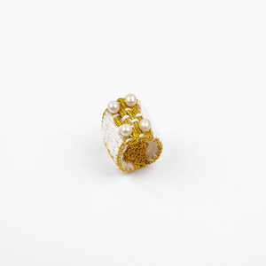 ATHINA MAILI - Υφαντό φαρδύ δαχτυλίδι με μαργαριτάρια - μαργαριτάρι, χειροποίητα, υφαντά, boho - 3