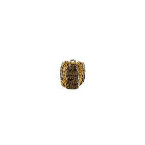 ATHINA MAILI - Υφαντό φαρδύ δαχτυλίδι με μεταλλικά νήματα και ατσάλινη αλυσίδα - χειροποίητα, υφαντά, ατσάλι, boho, μεγάλα - 5