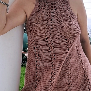 Maia Crochet Dress handmade - βαμβάκι, mini, αμάνικο, φλοράλ, γάμου - βάπτισης