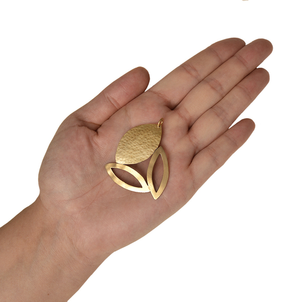 Χρυσόχρωμο χειροποίητο γυναικείο η αντρικό μενταγιόν σε σχήμα φύλλου - φύλλο, μπρούντζος, faux bijoux, μενταγιόν - 2