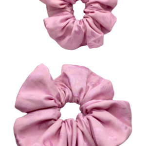 Υφασμάτινο λαστιχάκι scrunchie pink flowers - ύφασμα, κορίτσι, για τα μαλλιά, λαστιχάκια μαλλιών - 5