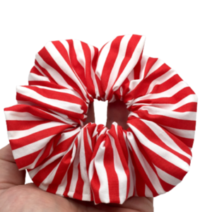 Υφασμάτινο λαστιχάκι scrunchie red candy - ύφασμα, κορίτσι, για τα μαλλιά, λαστιχάκια μαλλιών - 3