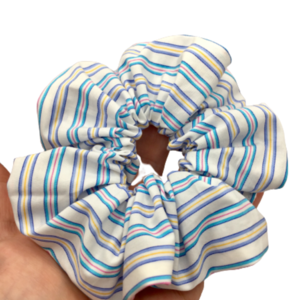 Υφασμάτινο λαστιχάκι scrunchie colorful stripes - ύφασμα, κορίτσι, για τα μαλλιά, λαστιχάκια μαλλιών - 4