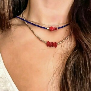Classic Almmar Red Seashell & Beads Necklace - κοχύλι, τσόκερ, χάντρες, κοντά, seed beads