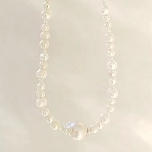 Baroque pearl necklace Μήκος: 40 cm - ημιπολύτιμες πέτρες, κοντά, πέρλες - 4