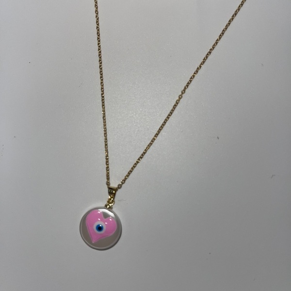Pink Pearl Heart Necklace - κοντά, ατσάλι, πέρλες, μενταγιόν - 2