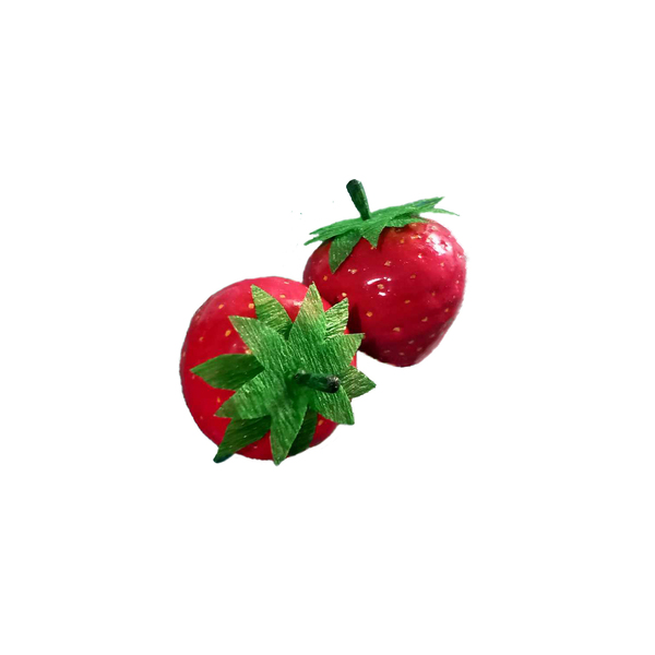 Σετ σκουλαρίκια φράουλες - ξύλο, χαρτί, κρεμαστά, γάντζος