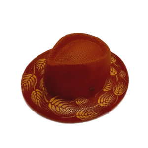 Red leaf hat - καπέλο, ψάθινα