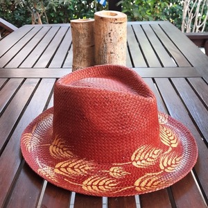 Red leaf hat - καπέλο, ψάθινα - 3