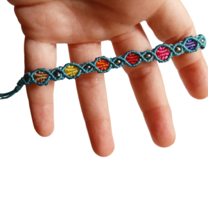 Unisex Multi colour chain Βραχιόλι ποδιού 24cm+16cm ανοιγοκλεινομενο macrame fifirixtra - μακραμέ, κορδόνια, χάντρες, ποδιού, αυξομειούμενα