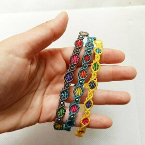 Multi colour chain Βραχιόλι ποδιού 24cm+16cm ανοιγοκλεινομενο macrame fifirixtra - μακραμέ, κορδόνια, χάντρες, ποδιού, αυξομειούμενα - 3