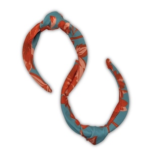 Petrol floral knot hairband - ύφασμα, φλοράλ, για τα μαλλιά, στέκες - 2