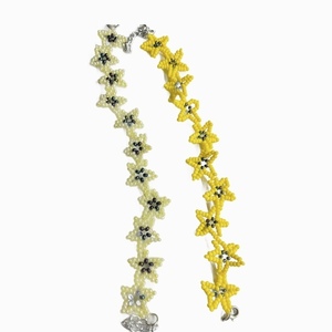 Βραχιόλι χεριού χειροποίητο , αυξομειωμένο , αποτελούμενο από χάντρες σχηματίζοντας κίτρινα λουλούδια - χάντρες, λουλούδι, μαμά και κόρη, χεριού, αυξομειούμενα - 2