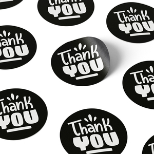 Removable Αυτοκόλλητες Αδιάβροχες Ετικέτες "Thank You" Στρογγυλές Υψηλής Ποιότητας & Αντοχής 25 τμχ σε Μαύρο/Λευκό Χρώμα 5cm - αυτοκόλλητα - 2