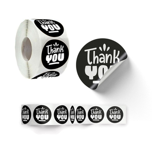 Removable Αυτοκόλλητες Αδιάβροχες Ετικέτες "Thank You" Στρογγυλές Υψηλής Ποιότητας & Αντοχής 25 τμχ σε Μαύρο/Λευκό Χρώμα 5cm - αυτοκόλλητα - 4
