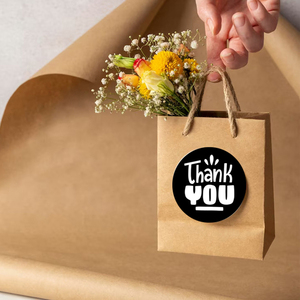 Removable Αυτοκόλλητες Αδιάβροχες Ετικέτες "Thank You" Στρογγυλές Υψηλής Ποιότητας & Αντοχής 25 τμχ σε Μαύρο/Λευκό Χρώμα 5cm - αυτοκόλλητα - 5