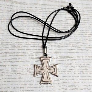 Μαλτέζικος σταυρός, μαύρο snake cord, 46εκ. αυξομειούμενο. - κολιέ, κορδόνια, δώρα για άντρες, σταυροί - 3