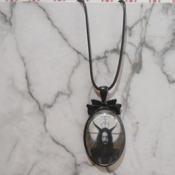 Κολιέ με γυαλί Lilith pendant - δέρμα, γυαλί, μεταλλικά στοιχεία, μενταγιόν - 3