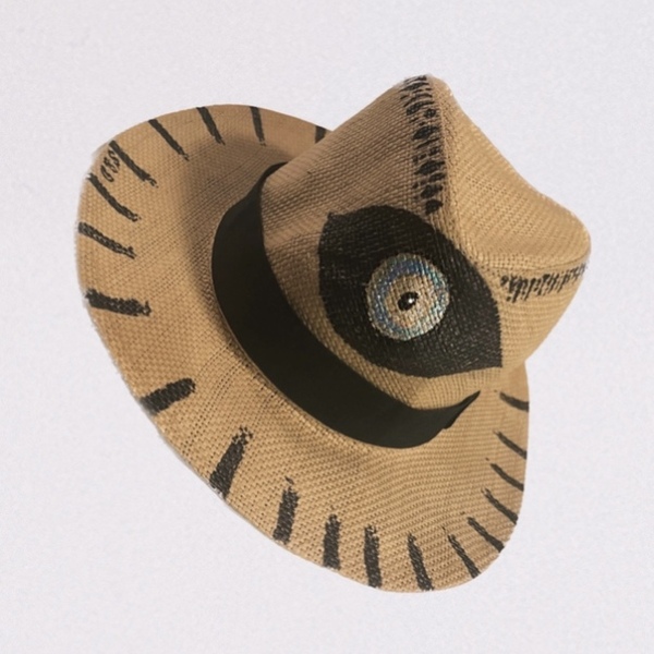 Black Eye Hat (ψάθινο, μπεζ χρώμα, M, 12 Χ 31 Χ 34) - ψάθινα