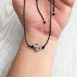 Cord necklace μαύρο με μεταλλικό σταυρό - ορείχαλκος, σταυρός, τσόκερ, κοντά, boho - 5