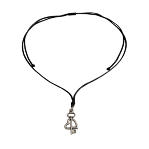 Cord necklace μαύρο, κλειδί με καρδιά - ορείχαλκος, καρδιά, κοντά, boho, δώρα για γυναίκες