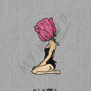 Κεντητό κοντομάνικο tshirt με σχέδιο κοπέλα με τριανταφυλλένιο κεφάλι - κεντητά, τριαντάφυλλο, 100% βαμβακερό - 4