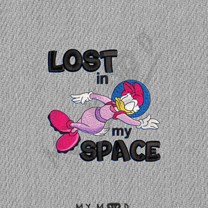 Κεντητό κοντομάνικο tshirt με σχέδιο πάπια στο διάστημα Daisy in my space - κεντητά, 100% βαμβακερό - 4