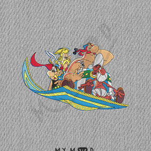 Κεντητό κοντομάνικο tshirt με σχέδιο απο τη σειρά comic Αστεριξ και Οβελιξ στο μαγικό χαλί - κεντητά, 100% βαμβακερό - 4