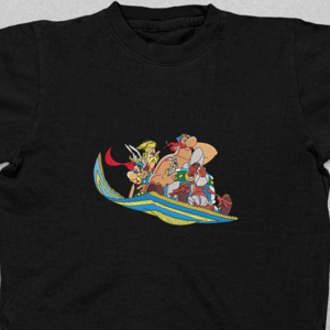 Κεντητό κοντομάνικο tshirt με σχέδιο απο τη σειρά comic Αστεριξ και Οβελιξ στο μαγικό χαλί - κεντητά, 100% βαμβακερό - 3