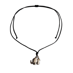 Cord necklace μαύρο με ελεφαντάκι, 33εκ. - ορείχαλκος, τσόκερ, ελεφαντάκι, κοντά, boho