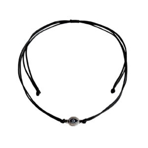 Cord necklace μαύρο με μπλε ματάκι, 30εκ. - ορείχαλκος, μάτι, minimal, κοντά, boho