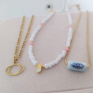 Aτσάλινο κολιέ και motif ματάκι - charms, επιχρυσωμένα, μάτι, ατσάλι, evil eye - 2