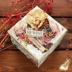 Explosion mini album box "My wish ...Dream" - άλμπουμ, για φωτογραφίες, scrapbooking, δώρα για γυναίκες - 2