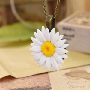 Daisy | Μπρούτζινο Μενταγιόν Μαργαρίτα (Πολυμερικός Πηλός, Μπρούτζος) (Μήκος 40cm + 5cm) - charms, κοντά, λουλούδι, μπρούντζος, αυξομειούμενα - 5
