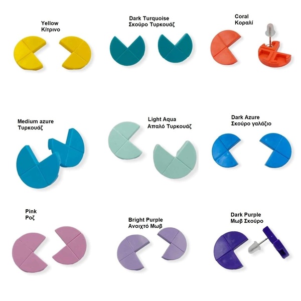 Καρφωτά σκουλαρίκια Pac Man - πλαστικό, καρφωτά, μπρούντζος, καρφάκι - 4