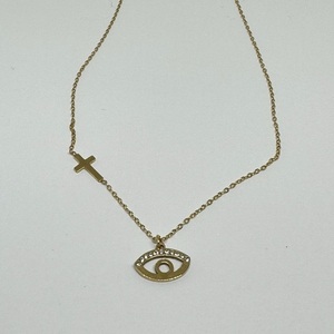 “Eye Strass” Κολιέ από Ατσάλι - charms, καρδιά, ατσάλι