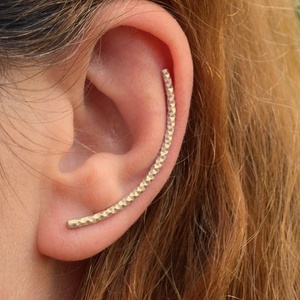 Extra Long Ear climber honeycomb ασήμι 925 - ασήμι 925, μεγάλα - 3