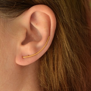 Ear climber wire τόξο από ασήμι 925 - επιχρυσωμένα, ασήμι 925, μεγάλα - 3