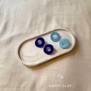 Happy Cycle Blue Earrings - πηλός, καρφωτά, μεγάλα, καρφάκι, φθηνά - 2