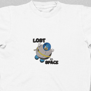 Κεντητό κοντομάνικο tshirt με σχέδιο πάπια στο διάστημα, Donald - Lost in space - κεντητά, 100% βαμβακερό