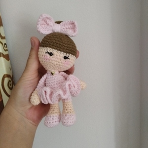 Χειροποίητη πλεκτή μπαλαρίνα ροζ amigurumi (15 cm) - μπαλαρίνα, μπαλαρίνες, λούτρινα, amigurumi - 3