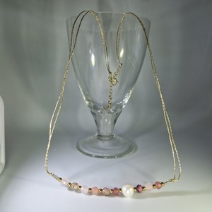 Κολιέ με ημιπολύτιμες πέτρες ροζ νεφρίτη, αιματίτη και μαργαριτάρι- ροζ - ημιπολύτιμες πέτρες, μαργαριτάρι, κοντά, φθηνά - 4