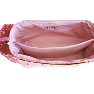 Σετ θήκη - τσάντα - οργανωτής καροτσιού και θήκη - νεσεσέρ για μωρομάντηλα και πάνες "pink leopard rainbows" - κορίτσι, δώρα για βάπτιση, σετ δώρου, δώρο για βάφτιση - 4