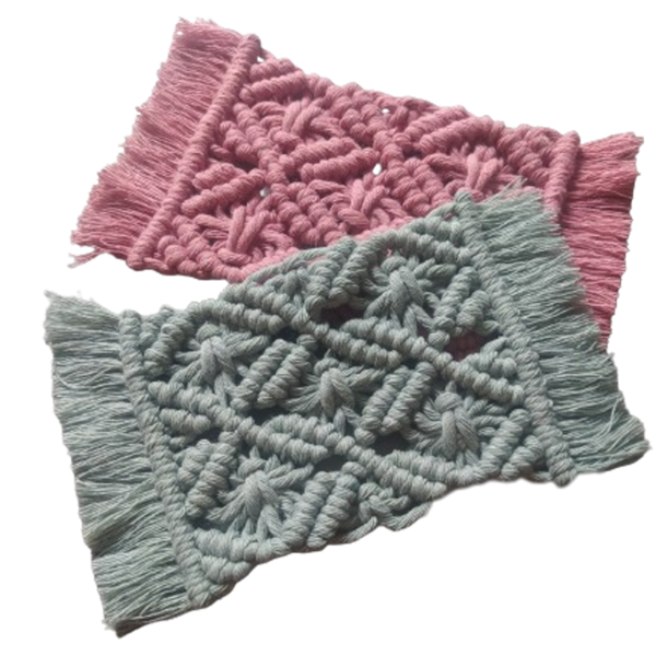 Μακραμέ σουβέρ (2 τεμ.) σε δυο υπέροχα χρώματα πλεκτά 19*10 cm - νήμα, σουβέρ, μακραμέ, είδη σερβιρίσματος - 2