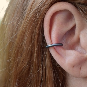 Chunky Ear Cuff γκρι-μαύρο από ασήμι 925 - ασήμι 925, μικρά - 2