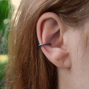 Chunky Ear Cuff γκρι-μαύρο από ασήμι 925 - ασήμι 925, μικρά - 3
