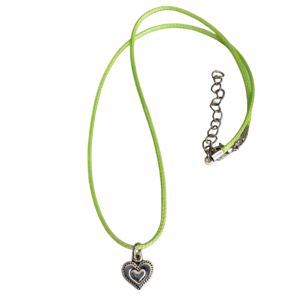 Cord necklace βεραμάν, με μεταλλική καρδιά, 27εκ. - ορείχαλκος, καρδιά, κοντά, boho, δώρα για γυναίκες