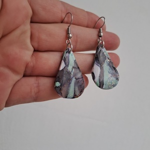 Marble drops/ Marble moon half - δάκρυ, φεγγάρι, πηλός, boho, κρεμαστά - 3