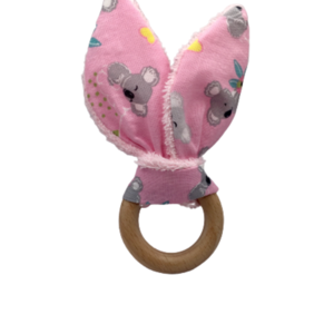 Σετ δώρου για μωρό "Petit koala pink" σαλιάρα μπαντάνα, μασητικό και κλιπ πιπίλας (3τμχ) - κορίτσι, μασητικό, σετ δώρου, κλιπ πιπίλας, βρεφικές σαλιάρες - 5