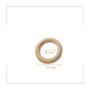 1 τμχ. Ξύλινος μασητικός κρίκος/Χρώμα: μπεζ/55mm & 50mm - μασητικό, υλικά κοσμημάτων, υλικά κατασκευών - 2